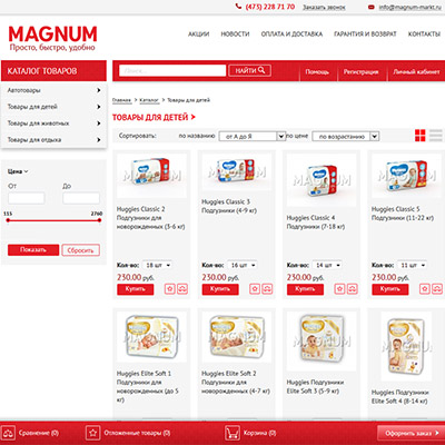 интернет - магазин розничной торговли magnum-markt