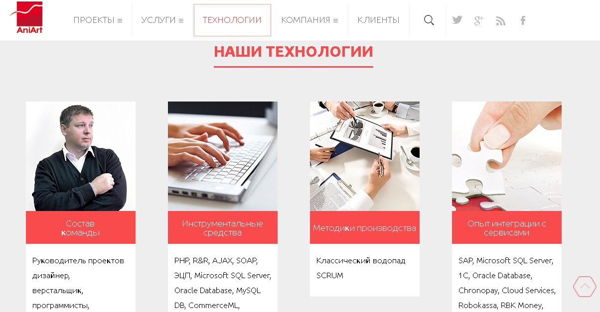 корпоративный сайт веб-разработчика aniart